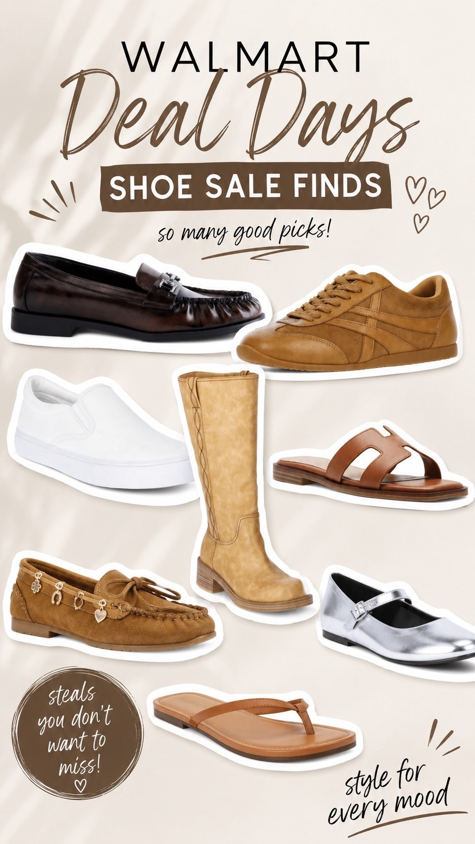🚨 Walmart Deal Days = shoe heaven! 😍 So many cute styles on major sale—from everyday sneakers to chic loafers, boots, and sandals. Run, don’t walk! 👟🤎✨ 

#WalmartPartner

#LTKmomlife #LTKMidsize #LTKOver40