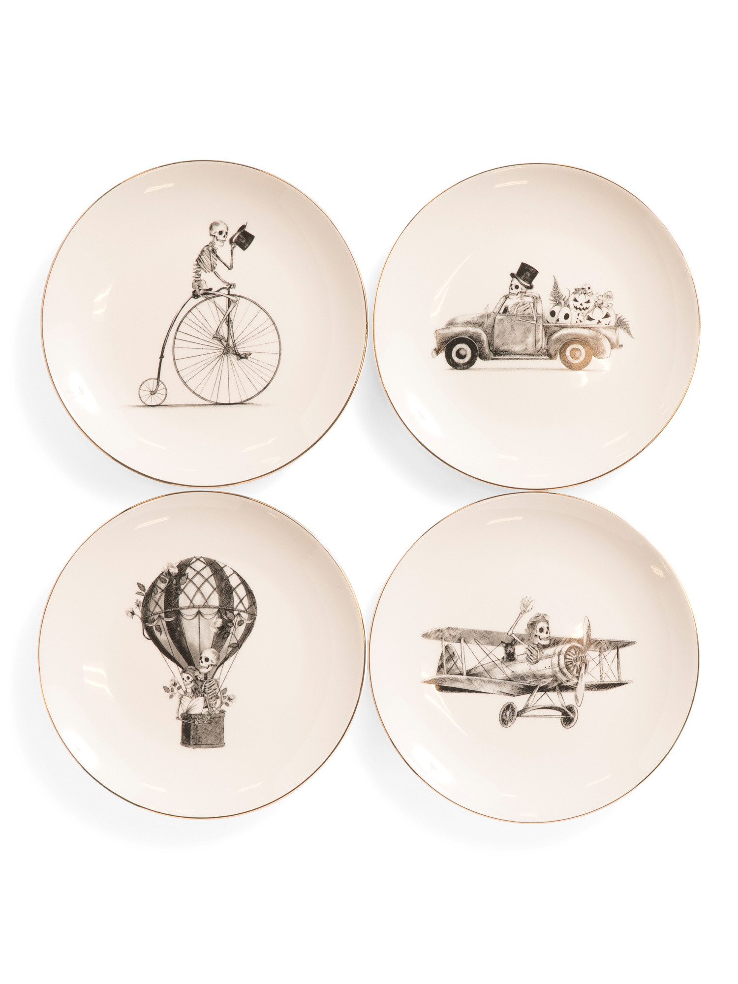 4pk Porcelain Bone Voyage Appetizer Plates | Marshalls