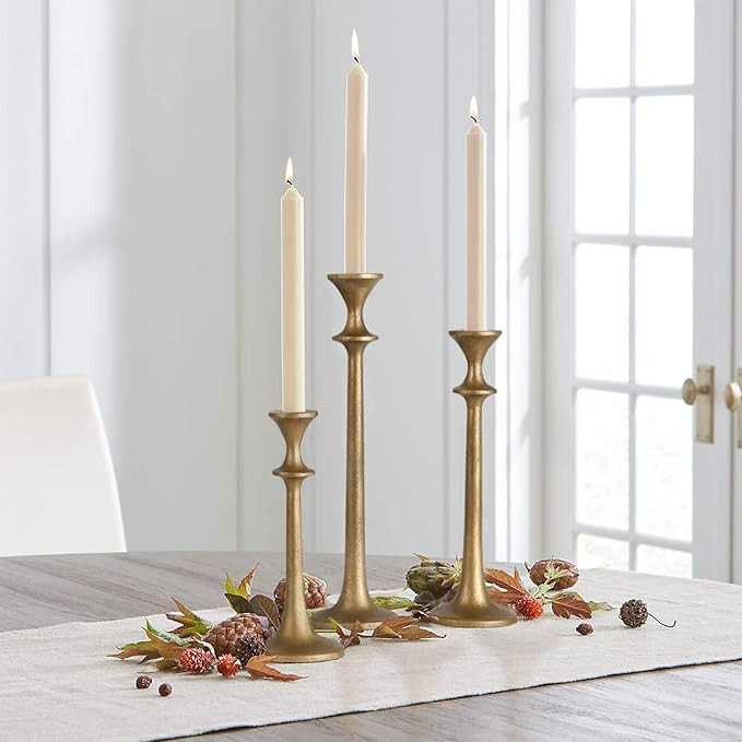Iron Taper Candle Holder - Set of 3 Decorative Candle Stand - Candlestick Holder for Wedding, Din... | Amazon (US)
