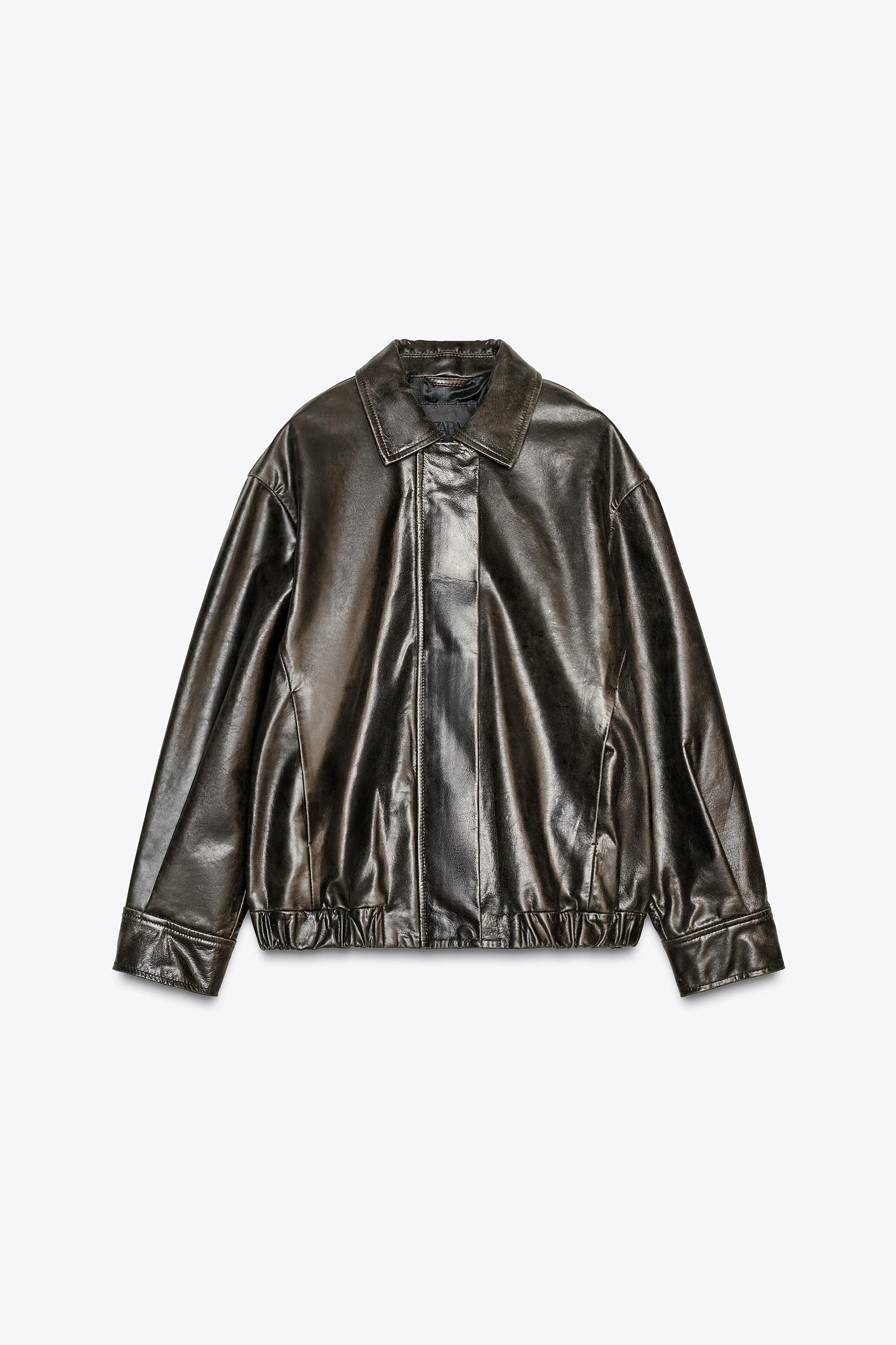 100% LEATHER BOMBER JACKET ZW COLLECTION LIMITED EDITION | Zara US