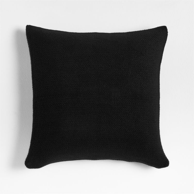 Organic Cotton Basketweave 20x20 Ink Black Throw Pillow with Feather Insert + Reviews | Crate & B... | Crate & Barrel