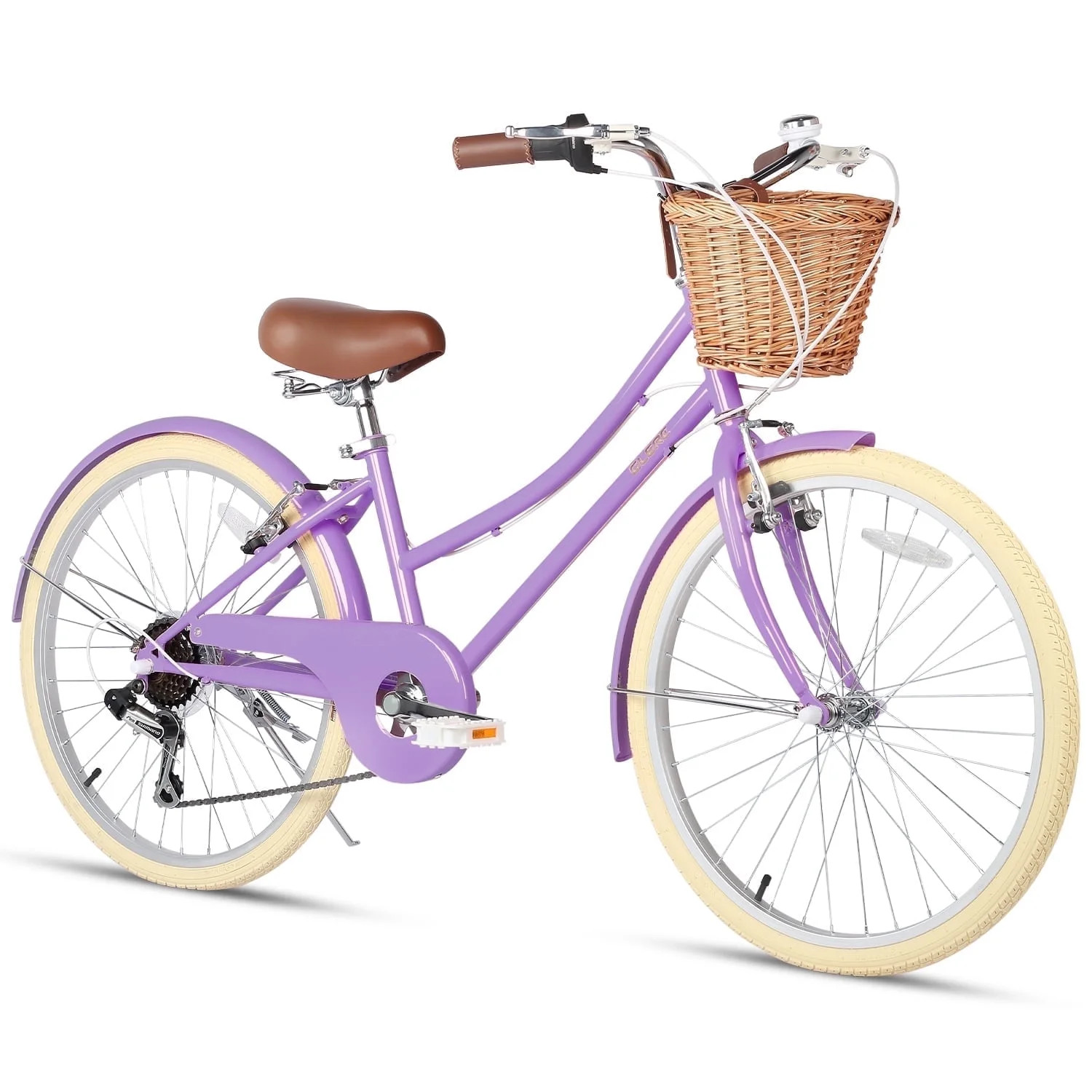 Glerc Missy 24" Girls Cruiser Bike 6-Speed Women's Hybird Bicycle for Ages 7-11 Years Purple | Walmart (US)