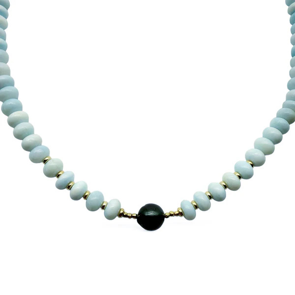 BLUE OPAL &amp; TAHITIAN PEARL NECKLACE – SHAKTI | SHAKTI JEWELRY