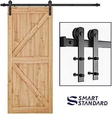 SMARTSTANDARD 6.6ft Heavy Duty Sturdy Sliding Barn Door Hardware Kit -Smoothly and Quietly -Easy ... | Amazon (US)