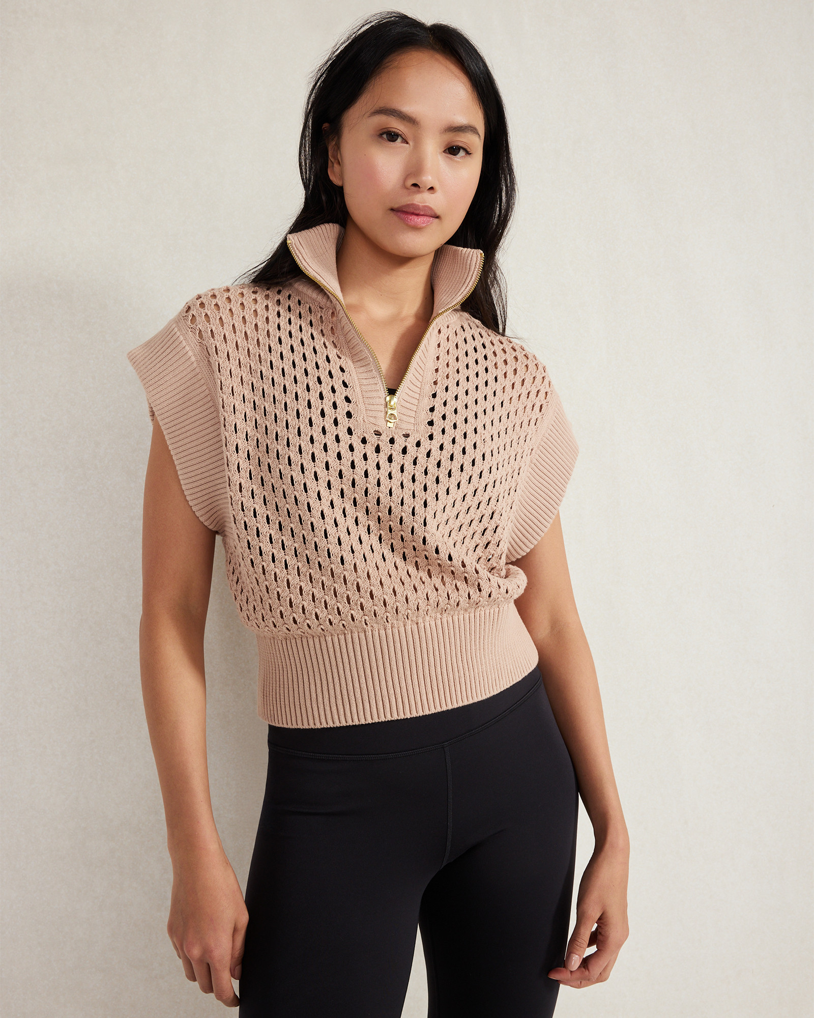 Varley Gaines Half Zip Knit | Light Taupe | XL | Haven Well Within