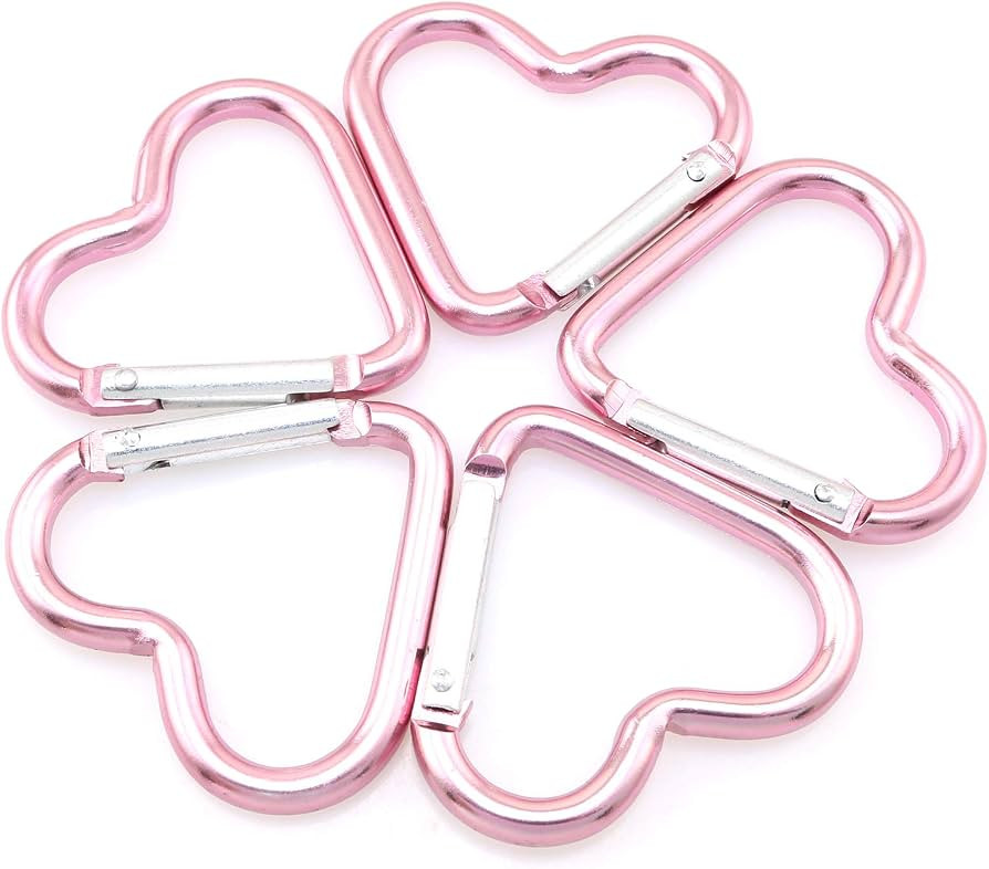 10pcs Heart-Shaped Aluminum Snap Hook Clip Key Holder, Keychain Clip (Light Pink) | Amazon (US)