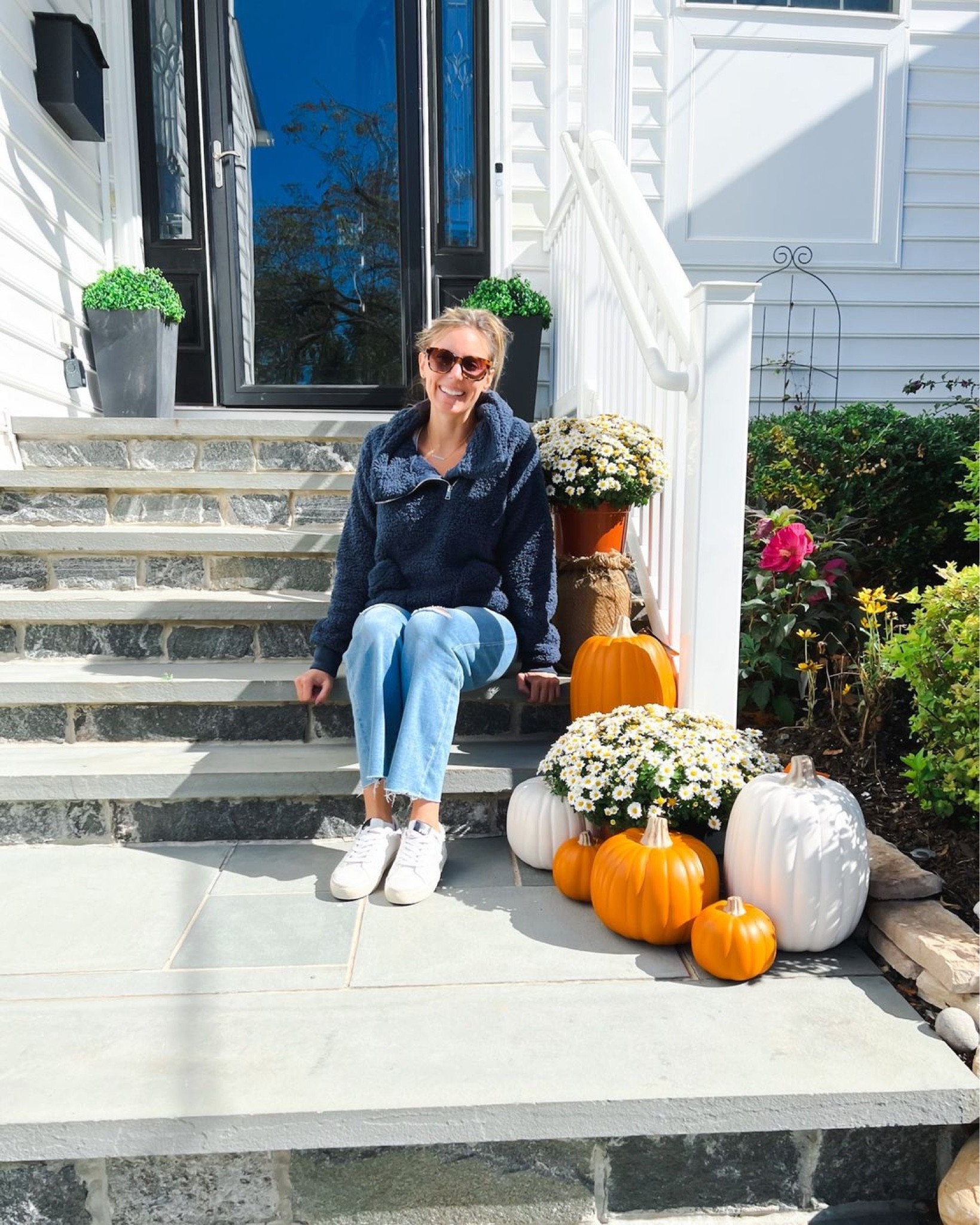 What do you all do to keep your pumpkins from rotting in the fall heat? 
I came up with a solution this year -- I'm going faux! 😉 
Now I'm looking for a cute stacking pumpkin set for my planters. If anyone has seen them, LMK!

🔥🔥🔥 There's a qpon to ✂️ right now on both my top and jeans!!

Shacket
Pumpkin carving
Artificial pumpkin
Fake pumpkin
Long lasting pumpkin
Holiday blazer
Holiday fashion
Plaid blazer
Women’s workwear
Tailored pants
Cozy fashion
Holiday party outfit 
Fall Decor
Fall family photos
Belt bag
Halloween
Fall outfits
Fall fashion
Jeans
Fall wedding guest
Work wear
Fall decor
Jeans
Bedding
Fall fashion
Shackets
Sherpa pullover
Sherpa jacket
Flannel pullover
Flannel shacket

#LTKSeasonal #LTKstyletip #LTKsalealert