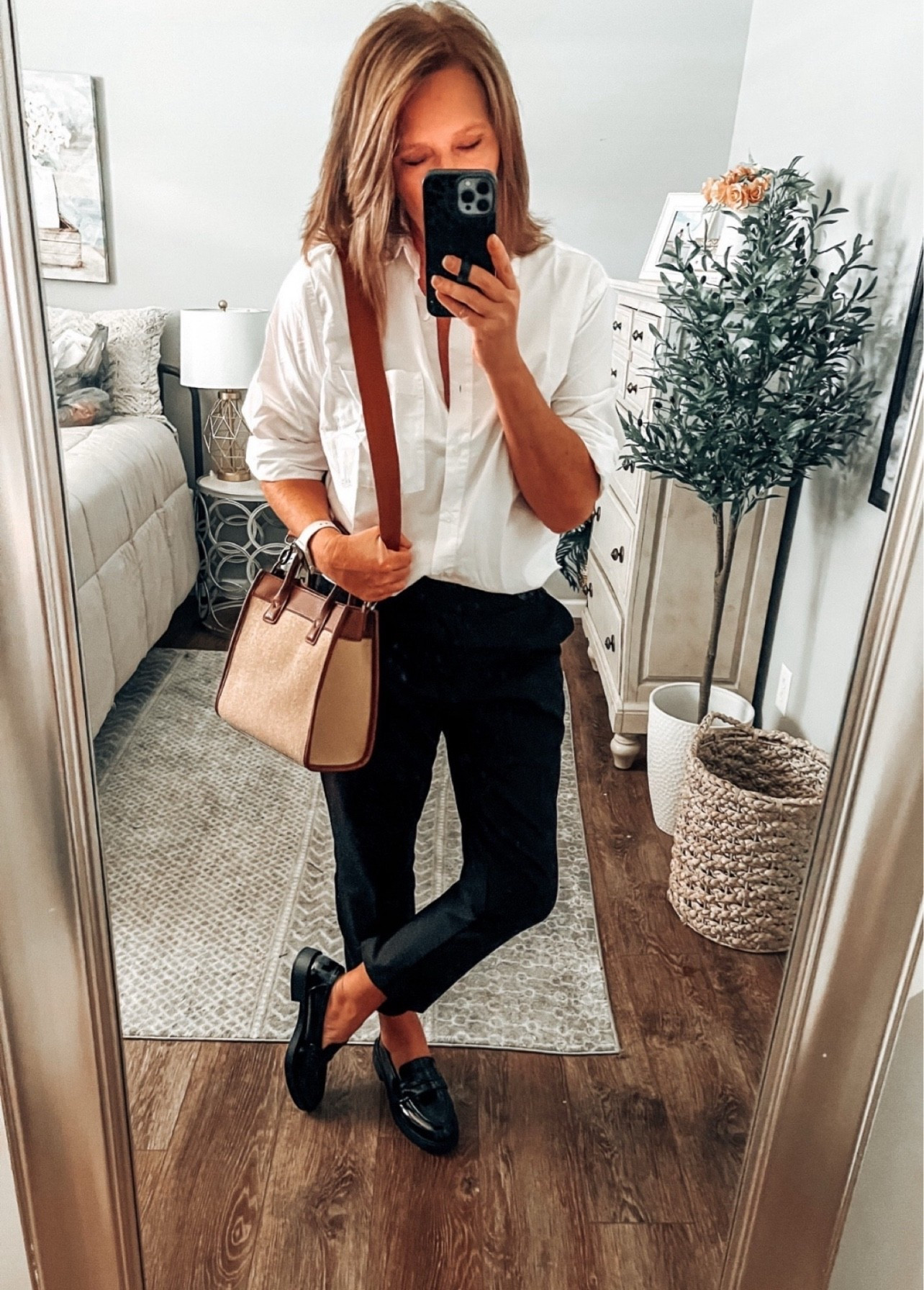 Everyday classic white buttoned down shirt styled with Time and Tru black pants from Walmart with loafers. Great outfit for workwear!! 

classic outfit, fall outfits , Walmart fashion, Amazon fashion, loafer outfit 

#LTKFindsUnder50 #LTKWorkwear #LTKSaleAlert

#LTKStyleTip #LTKOver40 #LTKFindsUnder50

#LTKStyleTip #LTKFindsUnder50 #LTKSaleAlert