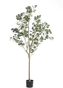 DIIGER Artificial Tree Plant Eucalyptus Tree 6FT Tall，, Modern Large Fake Plant Decor in Pot fo... | Amazon (US)