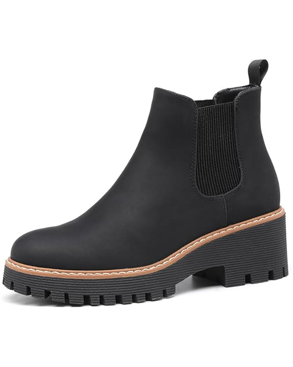 DECARSDZ Women's Chunky Platform Boots Classic Ankle Booties Women Chelsea Boots | Amazon (US)