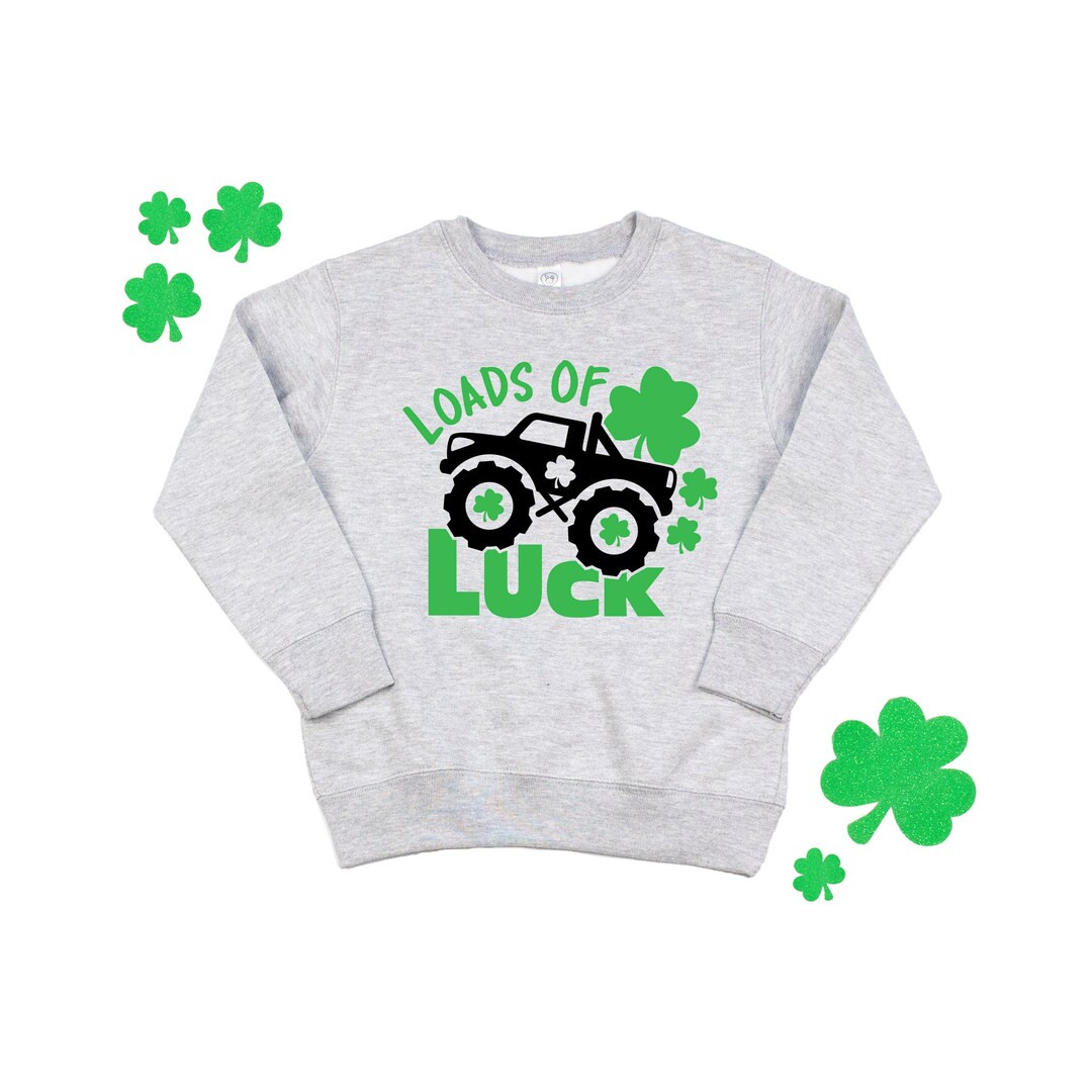 Boys St Patricks Day Sweatshirt Toddler Boy St Patricks Day Shirt Loads of Luck Truck Shamrock Ts... | Etsy (US)