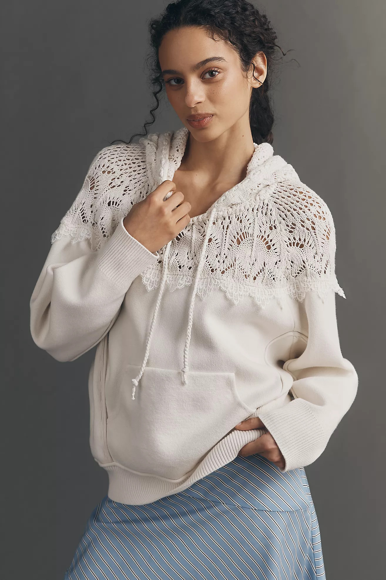 By Anthropologie Lace Trim Hoodie | Anthropologie (US)