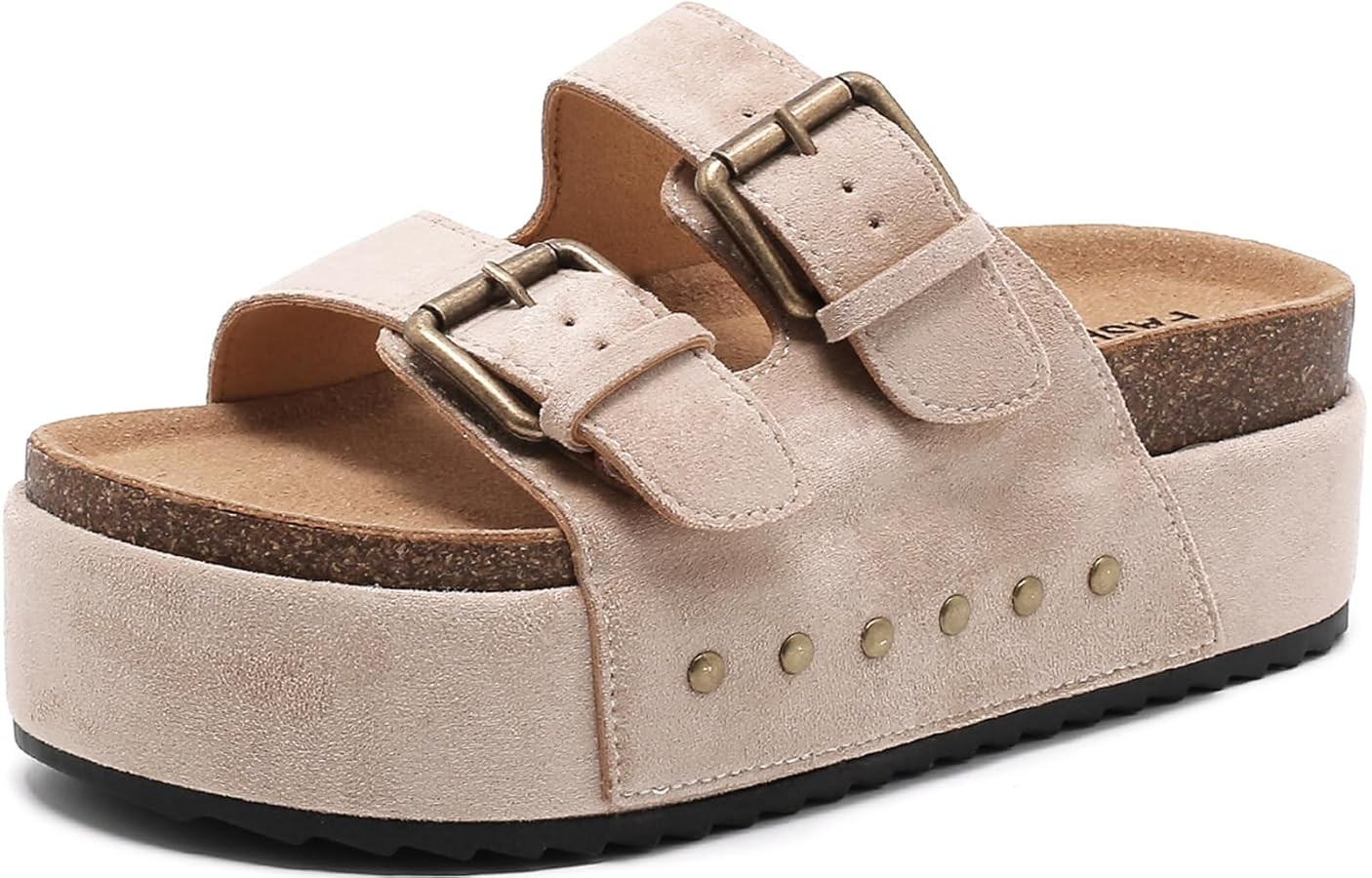 Women's Platform Clogs Sandals Cork Footbed with Comfort Double Buckles, Summer Platform Slides M... | Amazon (US)