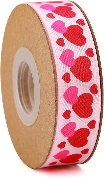 10 Yards 5/8 Inch Valentine's Day Ribbons Pink and Red Heart Satin Ribbon for Wrapping Party DIY ... | Amazon (US)