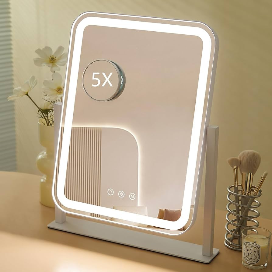 HIEEY Vanity Mirror with Lights, Three Color Lighting Modes, and 5X Magnification Mirror, Smart T... | Amazon (US)