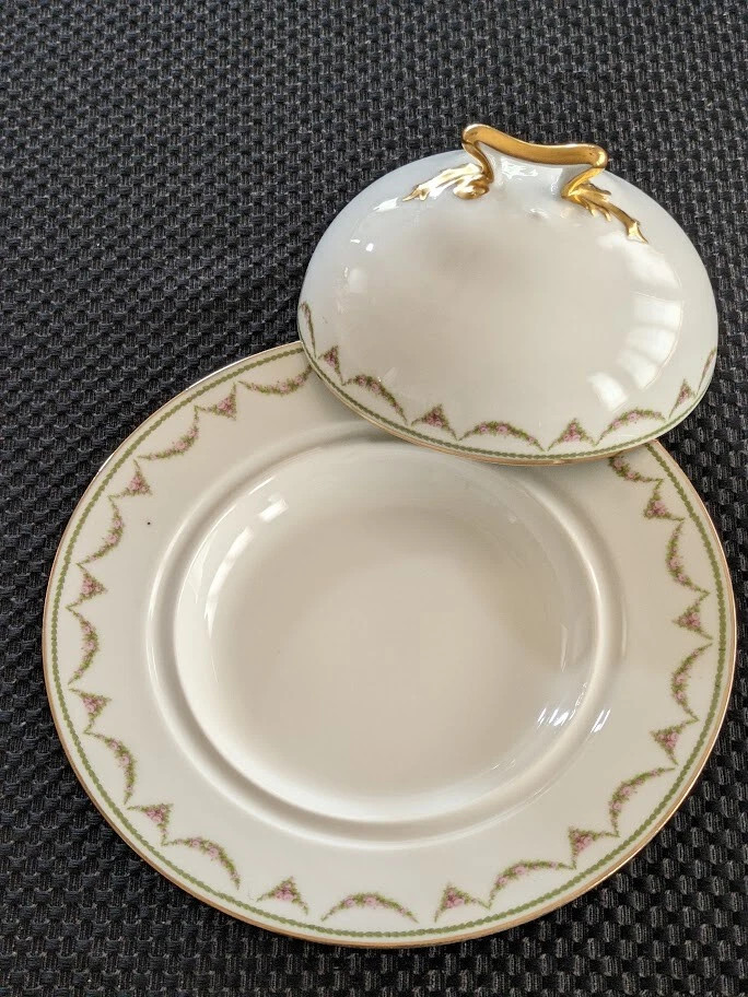Antique Old Abbey Limoges MdeM Covered Round Butter Serving Dish 1908-1920 VGC!! | eBay US