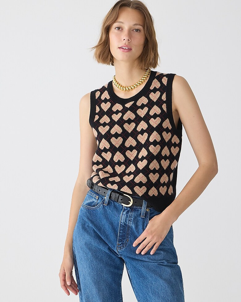 newCashmere argyle heart sweater shell$98.00-$118.00Black Hthr Camel Red$118.00$98.00Select A Siz... | J. Crew US