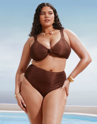 South Beach Curve crinkle bikini in brown | ASOS (Global)