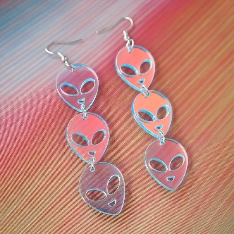 Laser Magic Color Acrylic Alien Dangle Earrings Long - Temu | Temu Affiliate Program