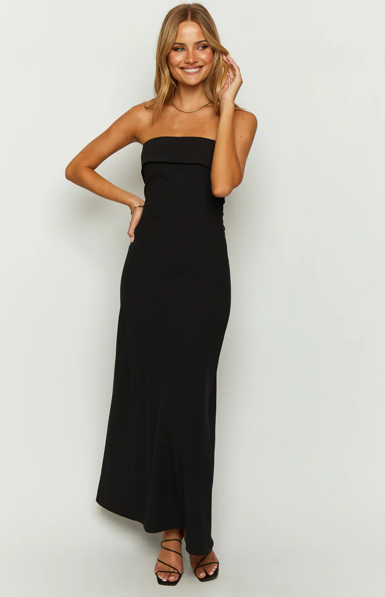 Lei Strapless Black Maxi Dress | Beginning Boutique (US)