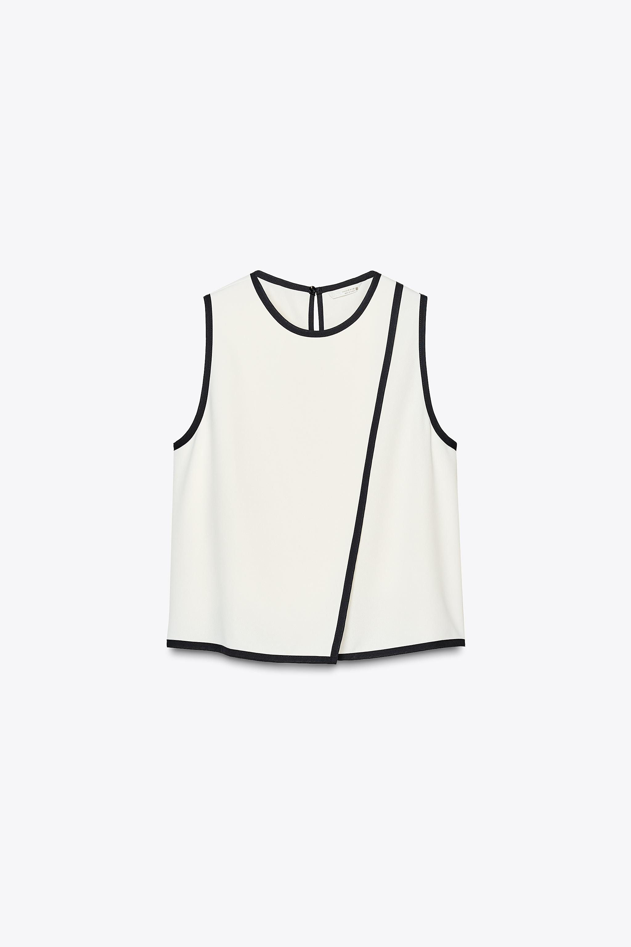 CONTRAST PIPED CREPE TOP | Zara US