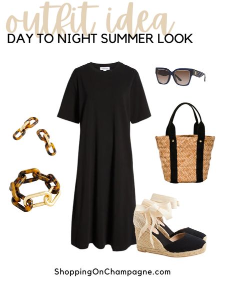 Summer outfit idea! A day to night look featuring a little black dress, espadrilles, sunglasses, tortoise chain jewelry, and a cute straw bag.


#LTKSeasonal #LTKshoecrush #LTKstyletip