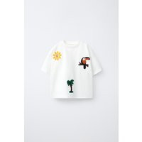 Zara - Crochet Patch T-Shirt - Oyster-White - 1½ Years (33,9 Inches) - Kids | Zara US