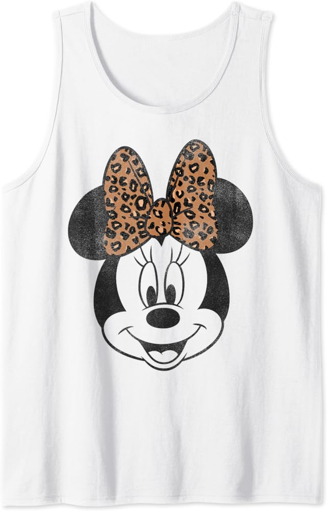Disney Minnie Mouse Distressed Vintage Leopard Bow Portrait Tank Top | Amazon (US)