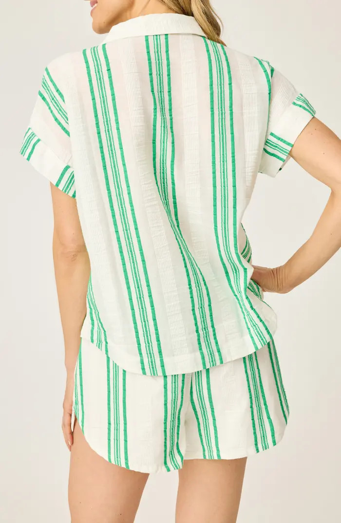The Beachcomber Stripe Puckered Gauze Pajama Shirt | Nordstrom