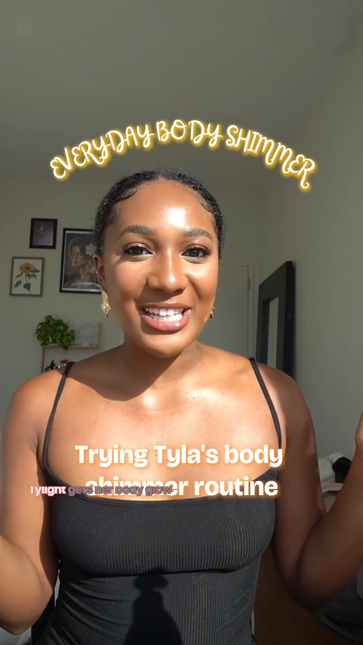 @tyla is just a girl like us 😭 what do you think?? 
.
Using: 
@juviasplace warrior pallet 
@jergensus shea butter lotion 
🏷️
Tyla shimmer, easy body glow, body shimmer, glitter, brown skin, beauty, beauty tutorials, fashion, how to

#LTKStyleTip #LTKBeauty