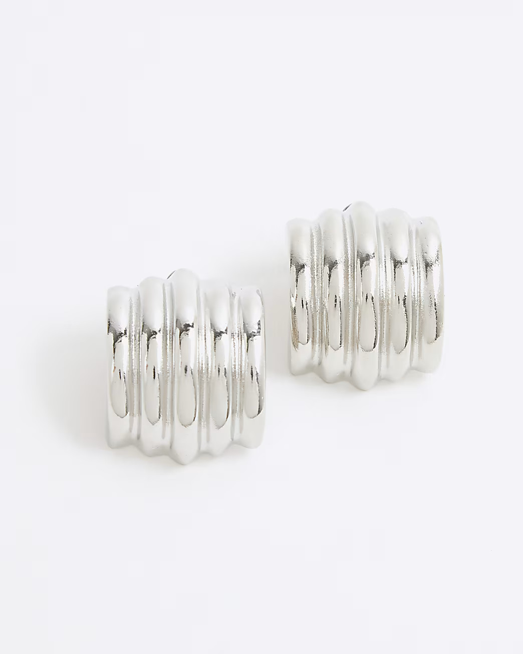 Silver Ridge Detail Stud Earrings | River Island UK & IE