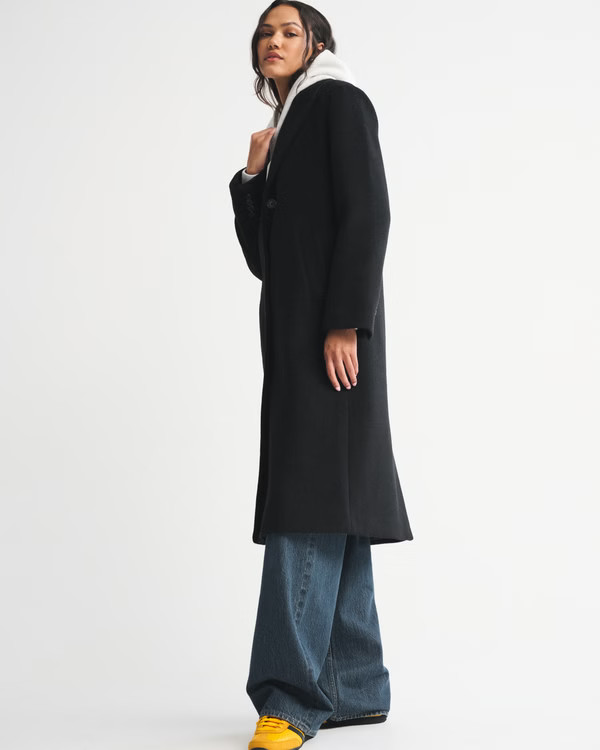 Women's Wool-Blend Tailored Topcoat | Women's | Abercrombie.com | Abercrombie & Fitch (US)