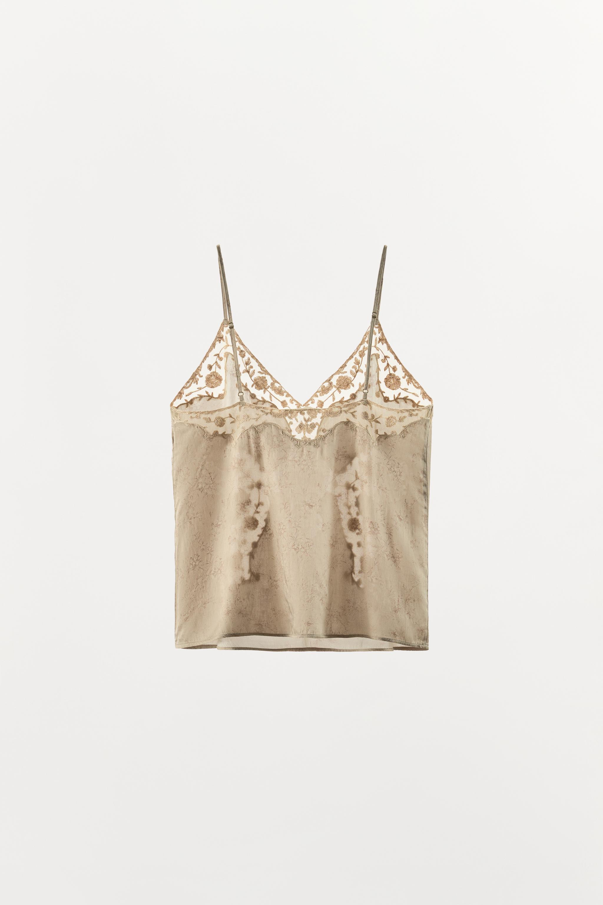 ZW COLLECTION EMBROIDERED CAMISOLE TOP | Zara Canada