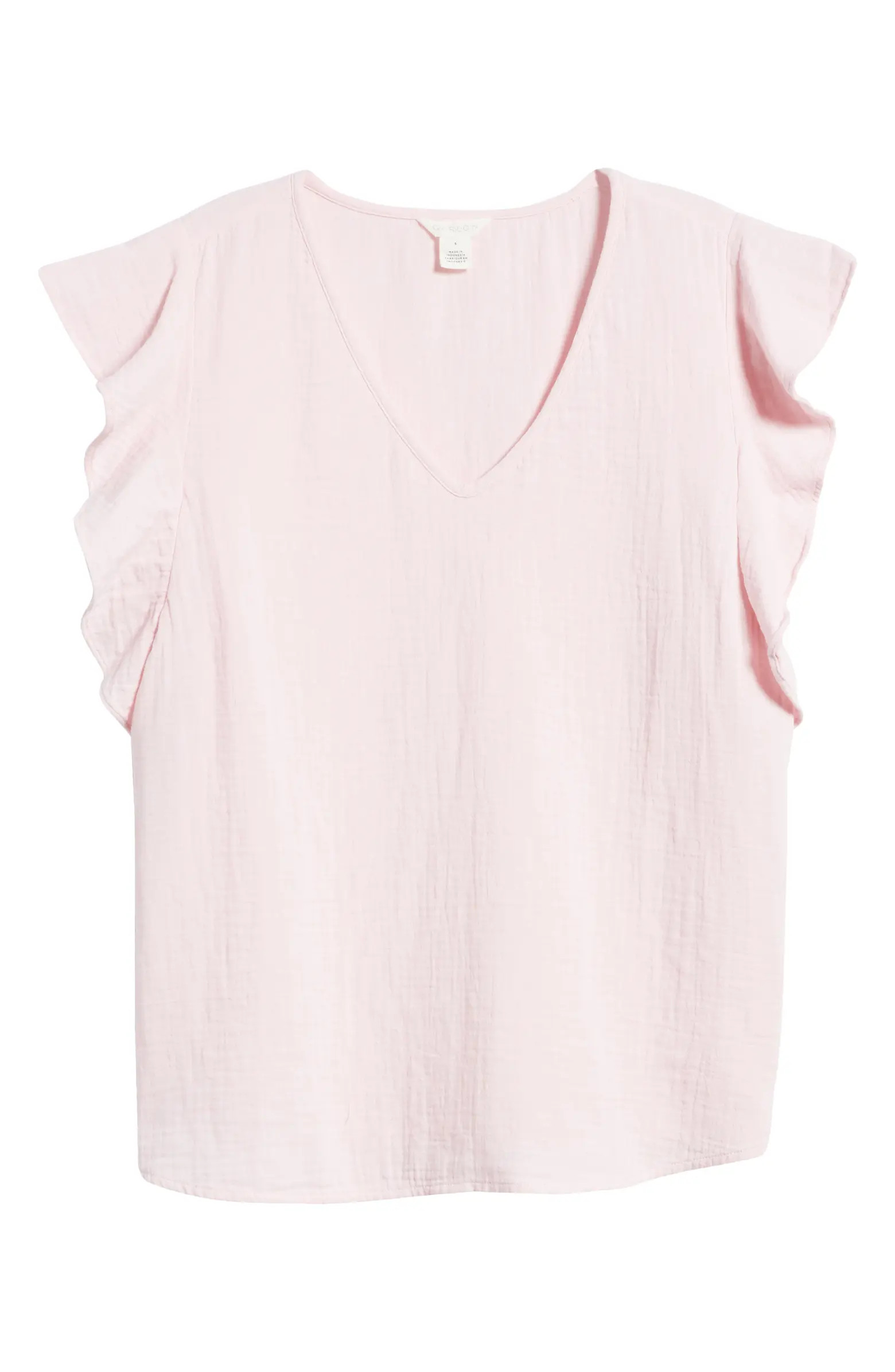 V-Neck Ruffle Sleeve Top | Nordstrom