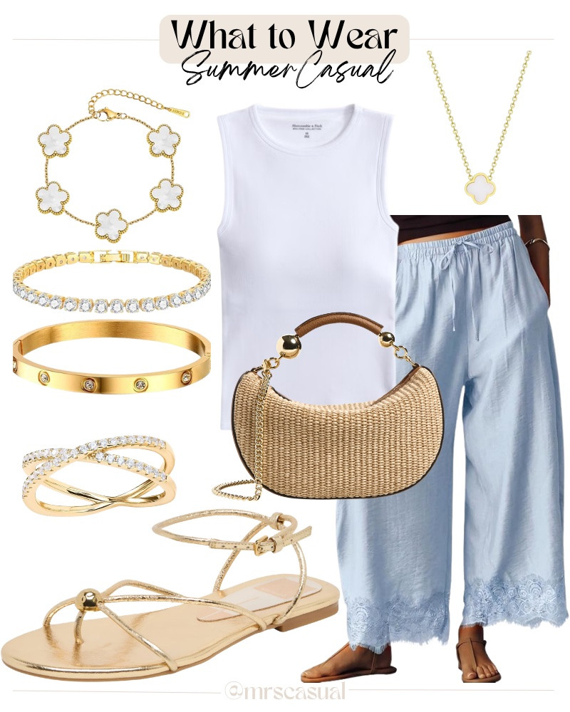 The prettiest easy summer outfit 🤍 That lace-trim pant!!

#LTKmomlife #LTKSeasonal #LTKOver40
