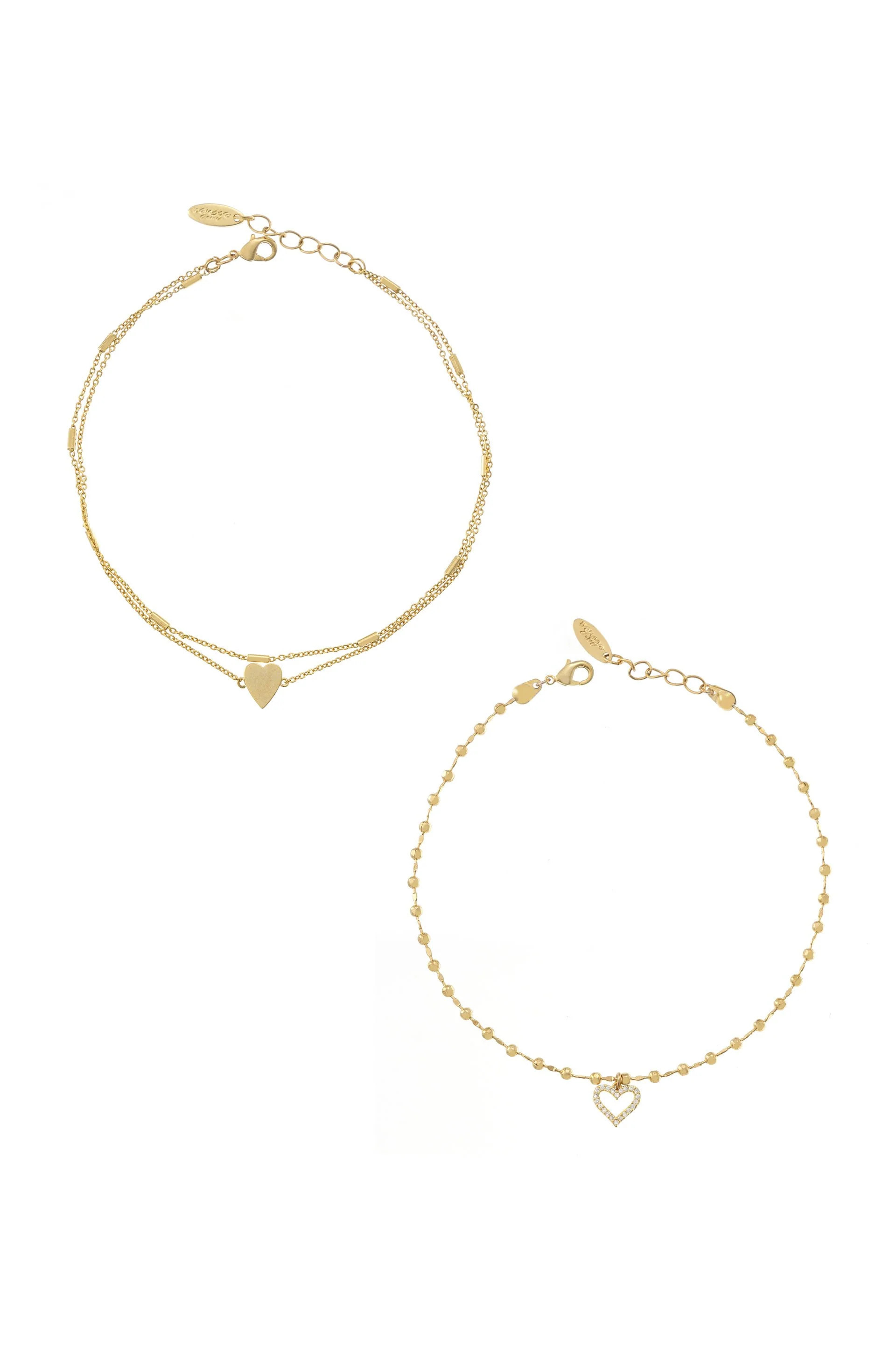Hearts on Fire 18k Gold Plated Anklet Set | Ettika
