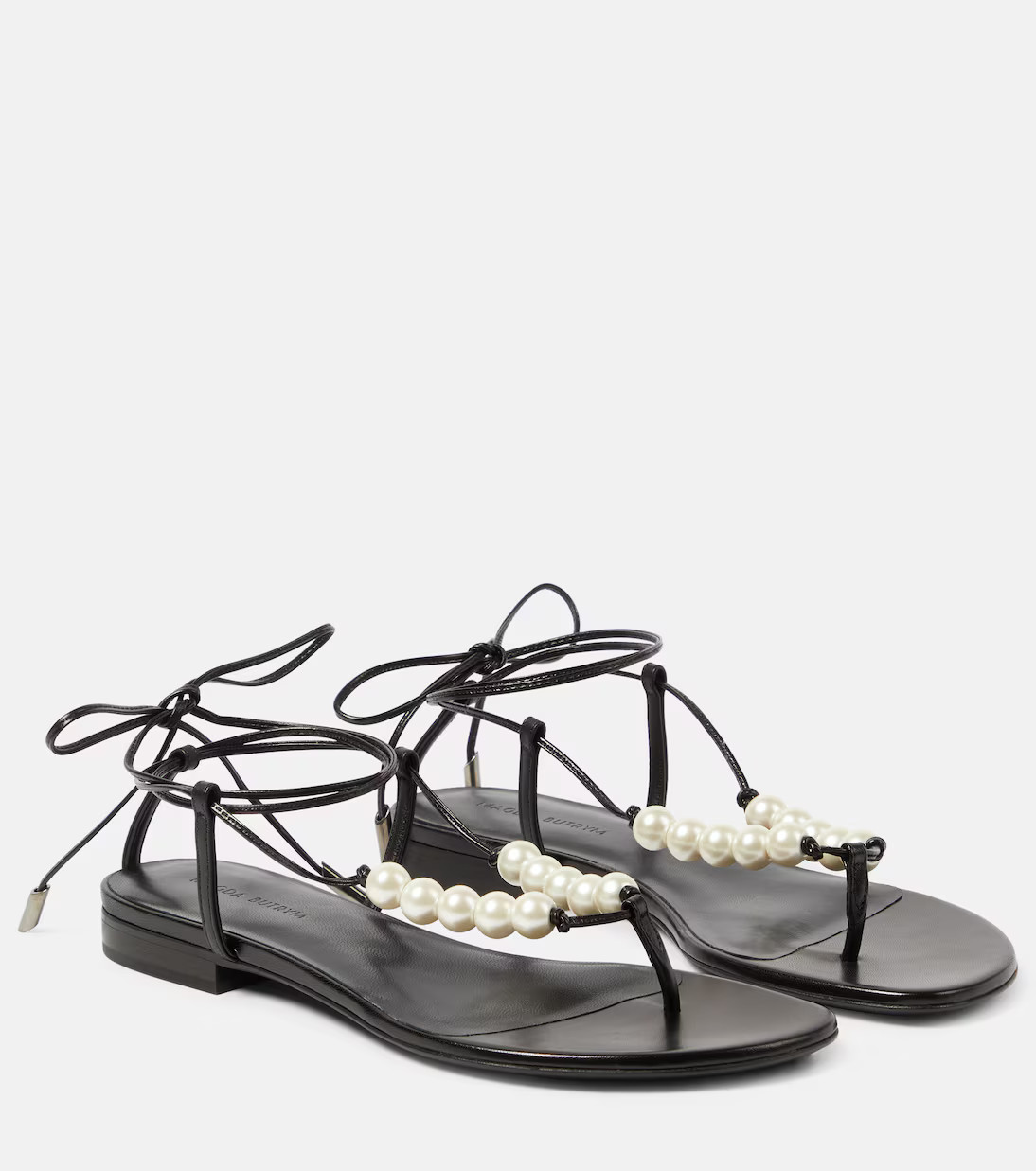 Faux-pearl embellished leather sandals | Mytheresa (US/CA)