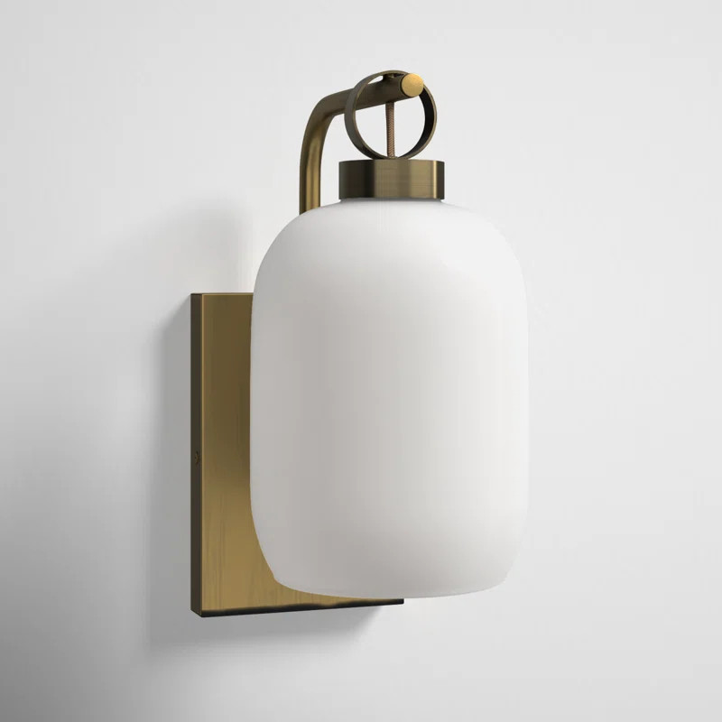 Falan Single Light Glass Solid Brass Dimmable Armed Sconce | Wayfair North America