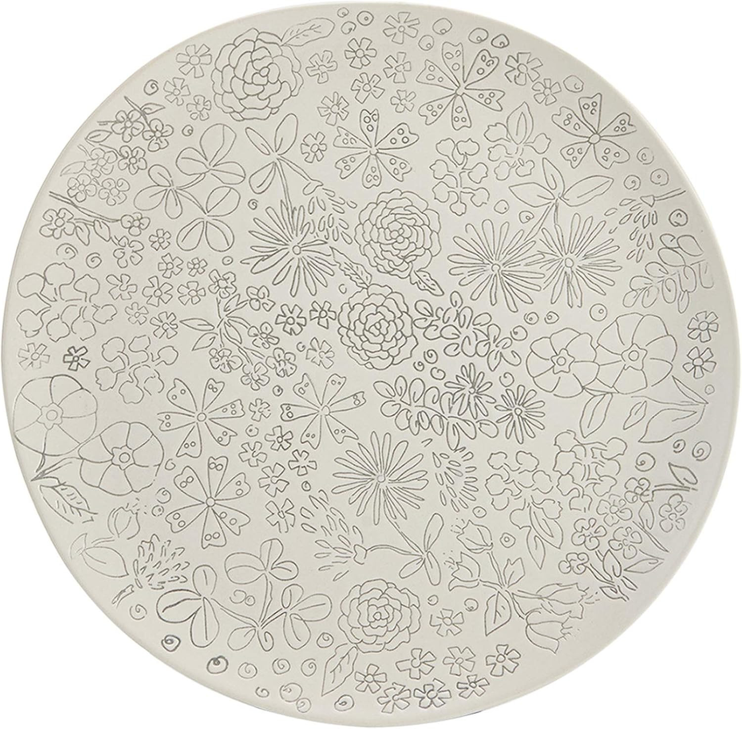 Dorotea Hand Painted Dinner Plate, 10.75-Inch, Set of 4, White/Gray | Amazon (US)