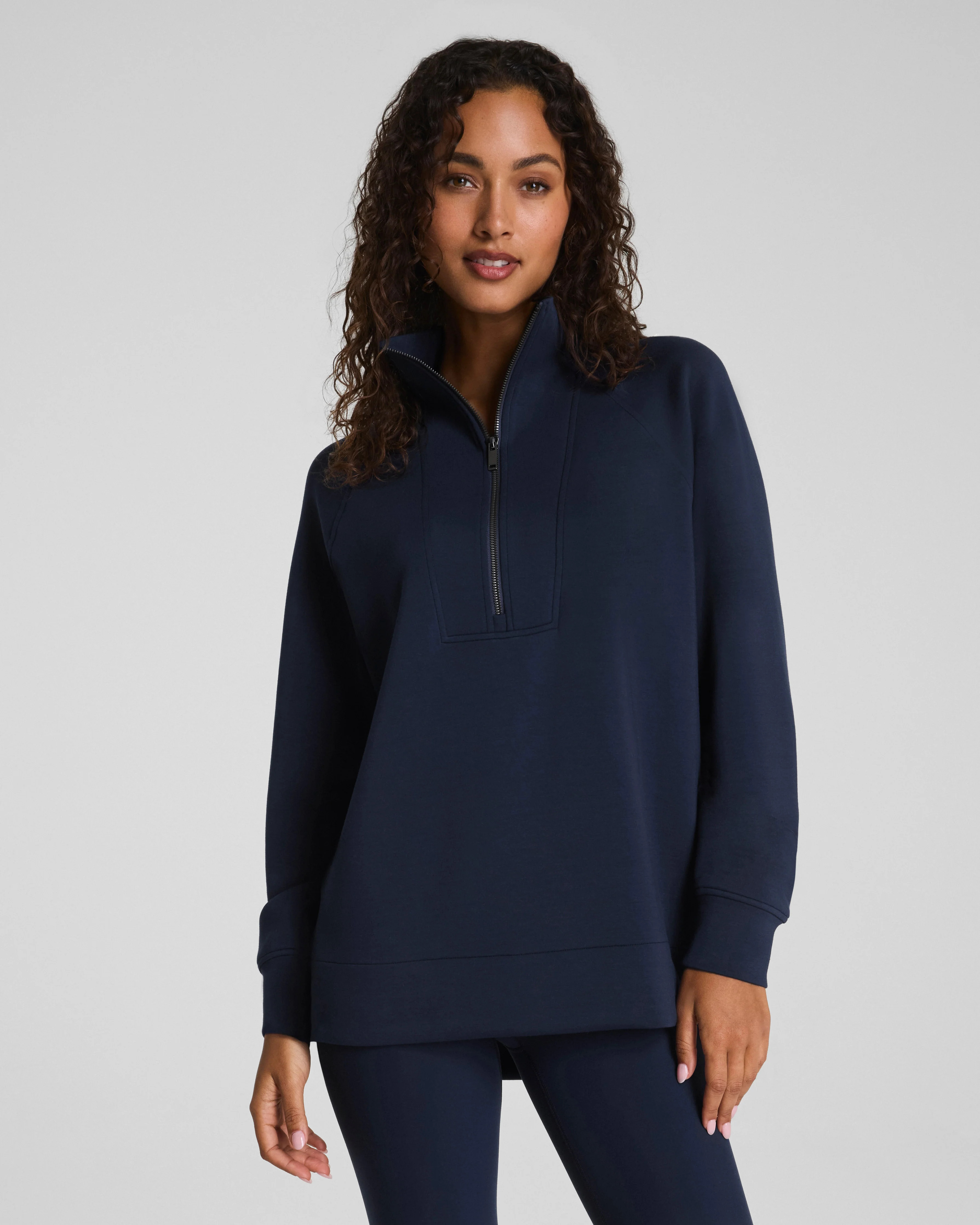 Spanx Women's SPANX AirEssentials Half Zip Top Tunic in Timeless Navy | Spanx