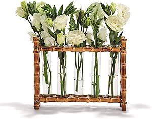 Tozai Home WTR006 Natural Bamboo Vase Includes 5 Glass Tubes | Amazon (US)