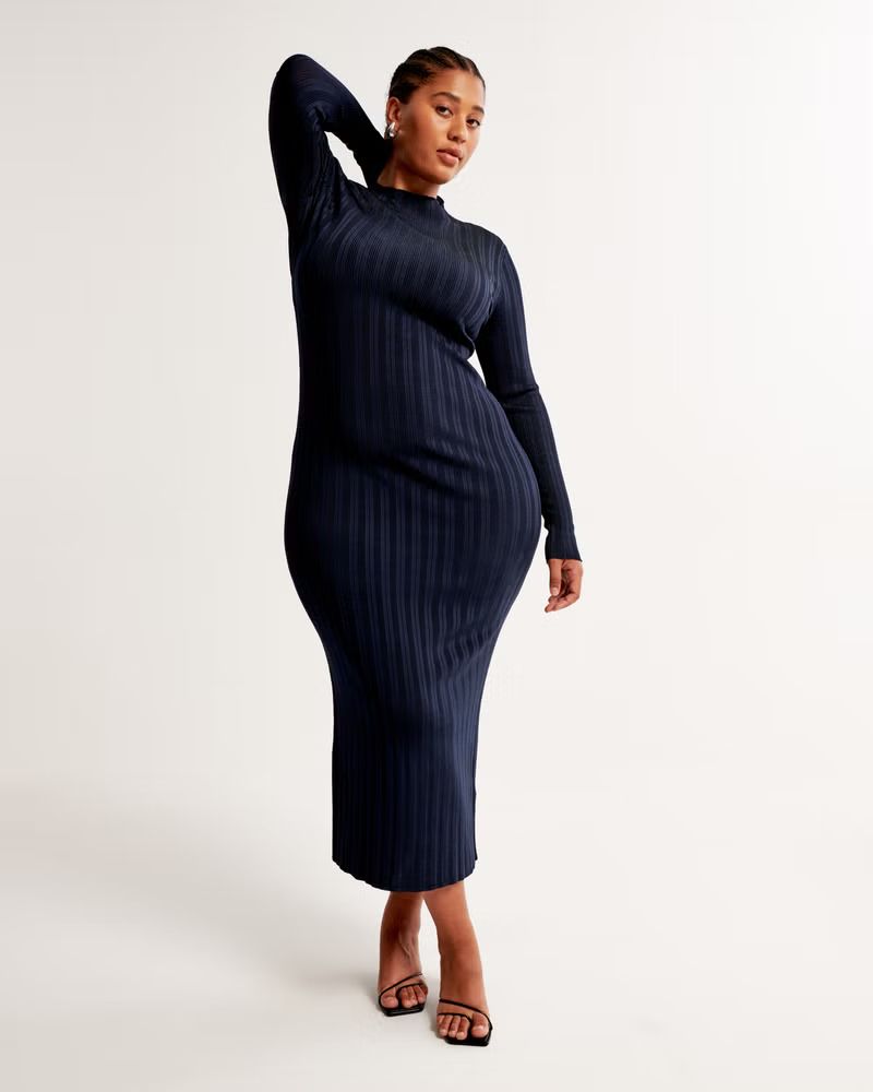 Long-Sleeve Glossy Maxi Sweater Dress | Abercrombie & Fitch (US)