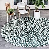 Unique Loom Jill Zarin Outdoor Collection Abstract Animal Print Teal/Ivory Round Rug (6' 7 x 6' 7) | Amazon (US)