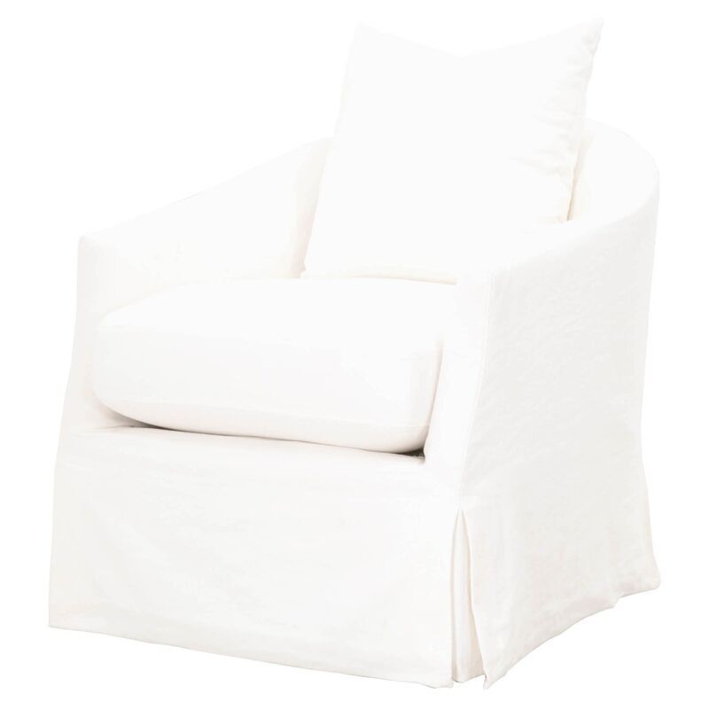 Remy Slipcover Swivel Chair, Cream Linen | One Kings Lane