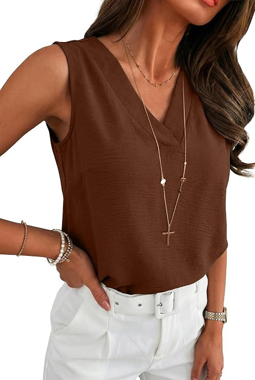Lepunuo Tank Tops for Women V Neck Textured Summer Tops for Women Dressy Casual Sleeveless Work B... | Amazon (US)