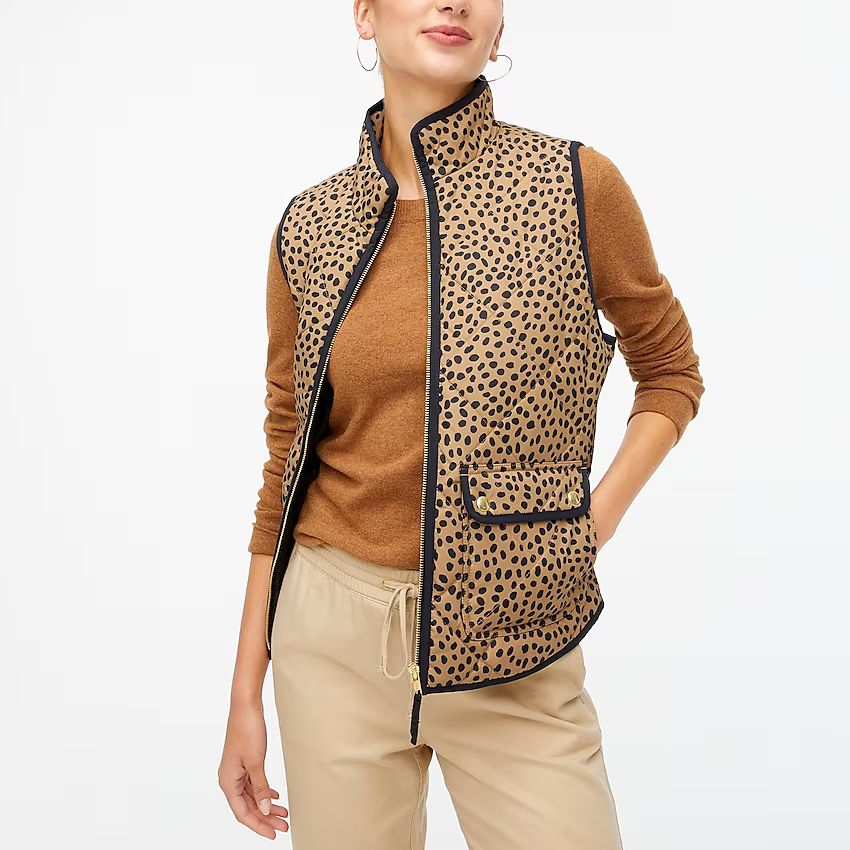 Animal-print puffer vest with snap pockets | J.Crew Factory
