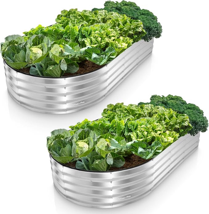 Plant & Plot Galvanized Raised Garden Beds Outdoor // 6×3×1 ft (2-Pack) Planter Raised Beds for... | Amazon (US)
