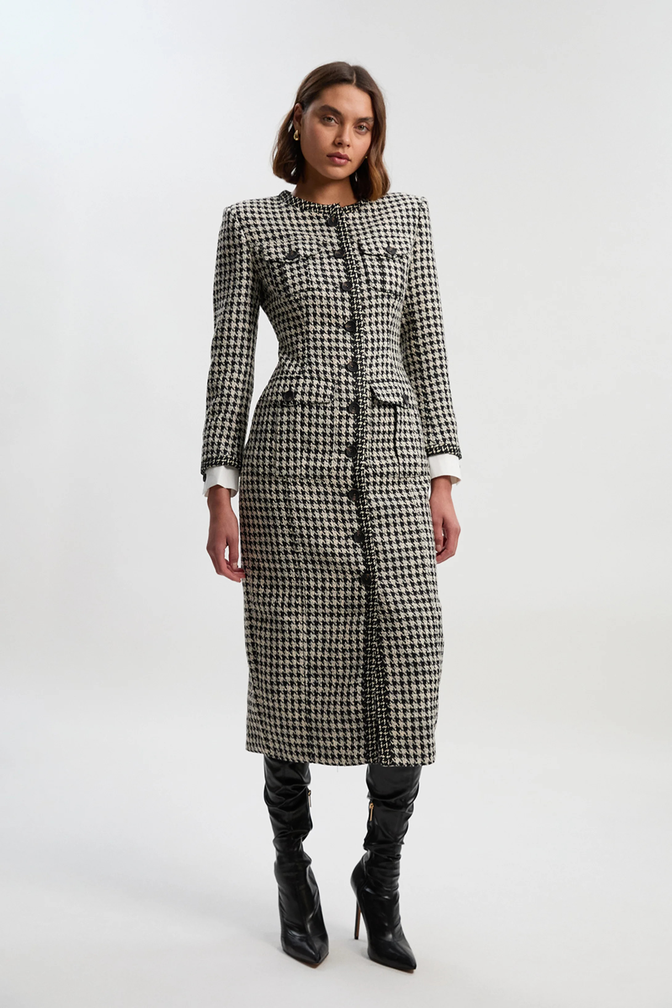 Tailored Pocket Front Midi Dress | Karen Millen UK + IE + DE + NL