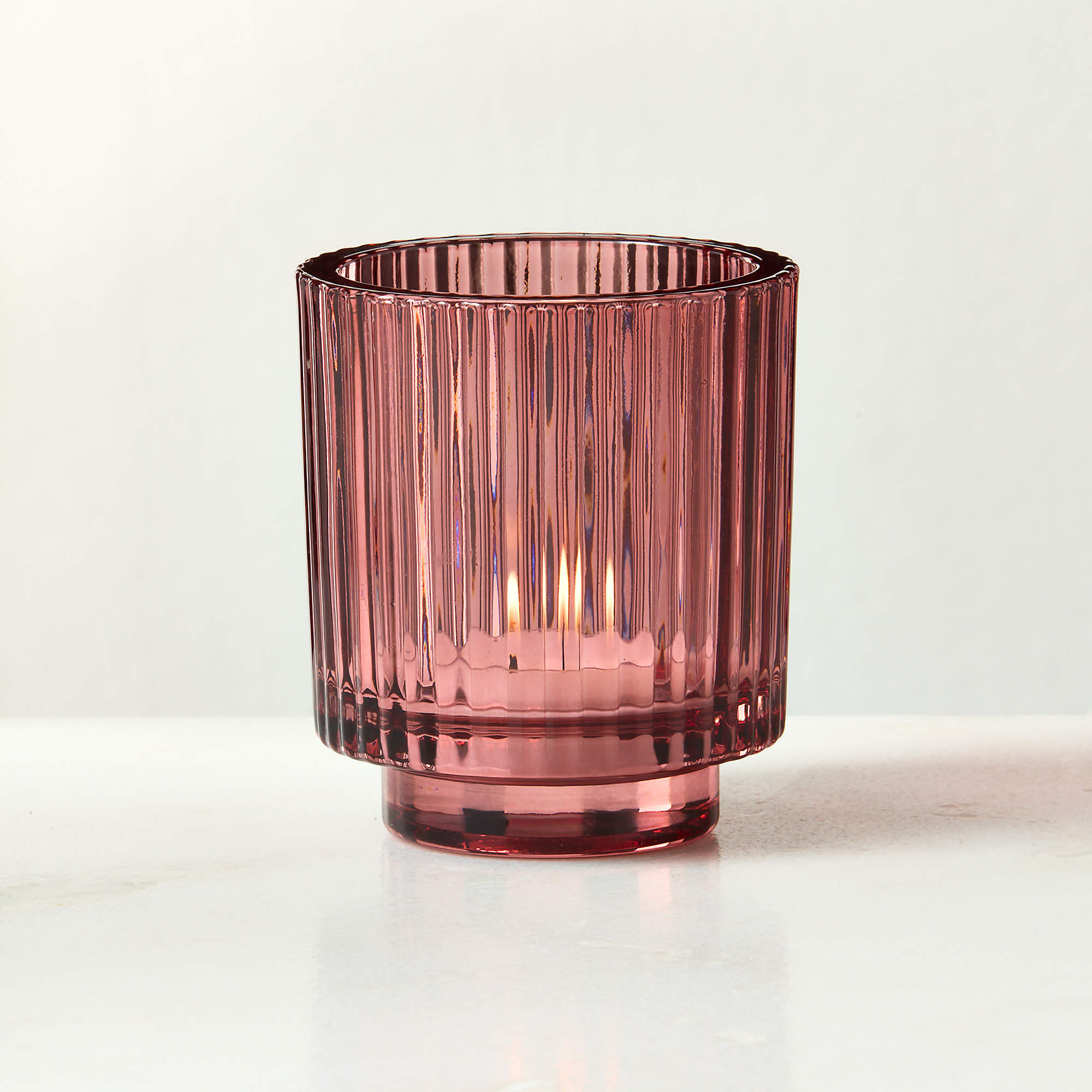 Ezra Red Glass Tealight Candle Holder + Reviews | CB2 | CB2