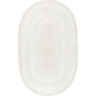 nuLOOM Rigo Chunky Loop Jute Off-White 6 ft. x 9 ft. Oval Rug TAJT03B-O609 - The Home Depot | The Home Depot